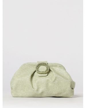Twentyfourhaitch Bakios Raffia Clutch With Jewel Buckle - Natural