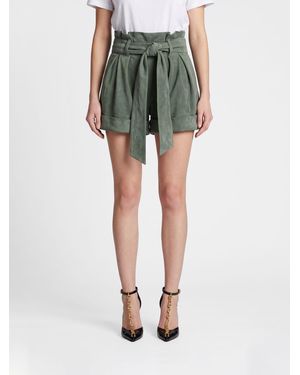 Balmain Suede Shorts - Green
