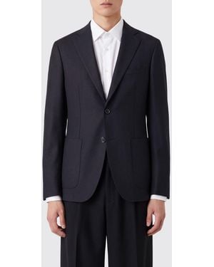 Barena Blazer De Botonadura Sencilla De Pura Lana Virgen Con Bolsillos De Parche - Azul