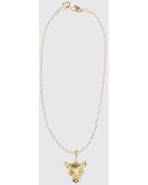 forte_forte Bronze And Viscose Choker Necklace With Pendant - White