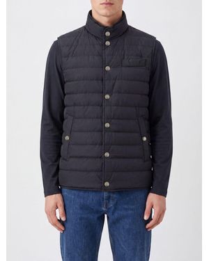 Brunello Cucinelli Water-Repellent Nylon Padded Gilet With High Neck - Blue