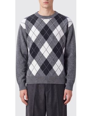 DUNST Rundhalspullover Aus Reiner Wolle Mit Argyle-Muster - Grau