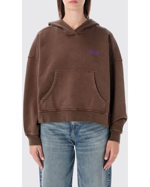 American Vintage Sudadera Oversize De Algodón Con Capucha Y Bolsillo Canguro - Marrón