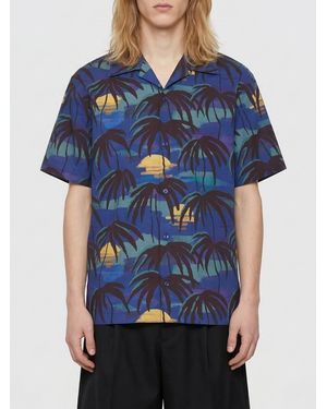 Drole de Monsieur Printed Cotton Casual Shirt - Blue