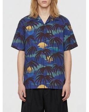 Drole de Monsieur Printed Cotton Casual Shirt - Blue