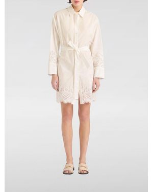 Momoní MomonÌ Coyotera Cotton Poplin And Broderie Anglaise Mini Shirt Dress - Natural