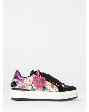 Kurt Geiger Floral Print Canvas And Suede Trainers - Black