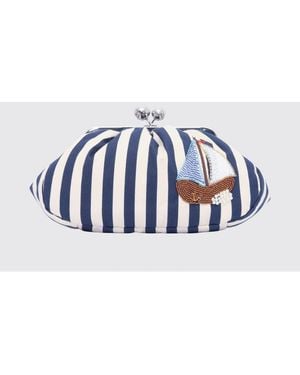 Weekend by Maxmara Pasticcino Striped Cotton Bag With Embroidery - Blue