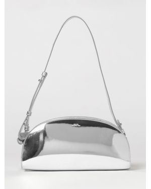 A.P.C. Demi-Lune Laminated Patent Leather Bag - White