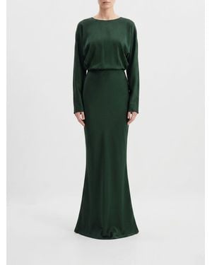 Norma Kamali Long Satin Dress - Green