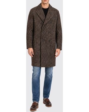 Paolo Pecora Double-Breasted Wool-Blend Coat With Classic Lapels - Multicolour