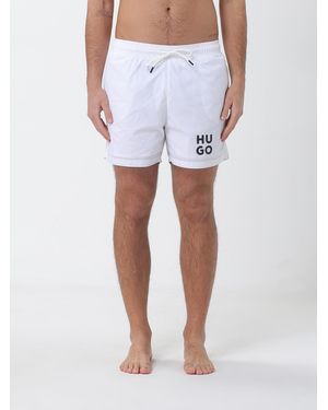 HUGO Polyester Boxer Swim Trunks - White