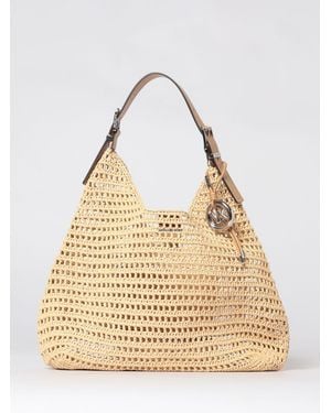 Michael Kors Nolita Large Hobo Bag With Crochet Finish - Natural