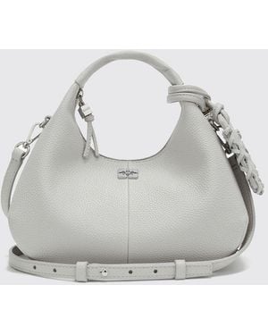 Ganni Butterfly Logo Recycled Polyester Hobo Bag - Gray