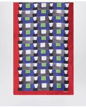 Miu Miu Foulard De Seda Estampada - Azul