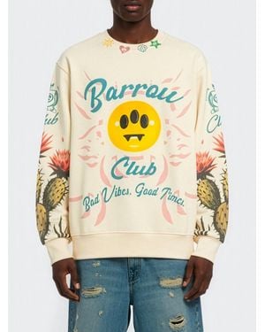 Barrow Crewneck Cotton Sweatshirt With Logo Print - Gray