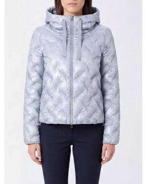 Herno Kurze Daunenjacke Aus Gestepptem Nylon Mit Kapuze Und Reißverschluss - Blau
