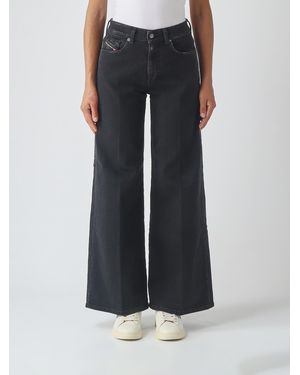 DIESEL Vaqueros D-Akemi De De Pernera Ancha Y Talle Alto En Denim Elástico - Negro