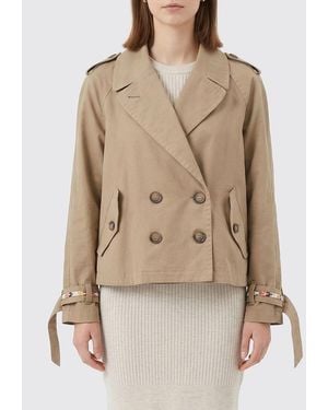 Bazar Deluxe Double-Breasted Cotton Blend Trench Coat - Natural