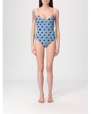 Fendi Polka Dot Polyamide One-Piece Swimsuit - Blue