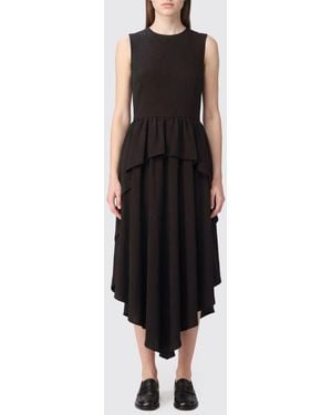 Loewe Sleeveless Slim Fit Asymmetrical Wool-Blend Midi Dress - Black