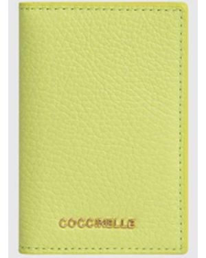 Coccinelle Metallic Small Grained Leather Credit Card Holder - Yellow