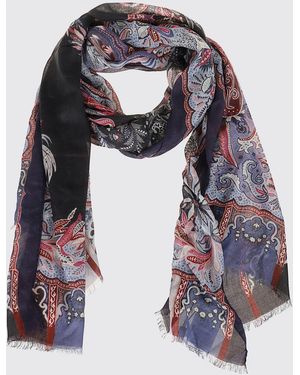 Etro Modal And Cashmere Scarf With Iconic Paisley Print And Fringed Hem - Multicolor