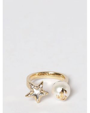Jimmy Choo Jc Star Pearl Brass Ring With Synthetic Pearls And Rhinestones - Natural