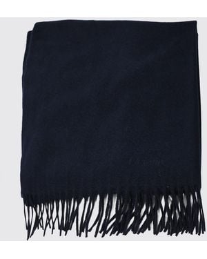 Lardini Rectangular Cashmere Blend Scarf With Fringed Hem - Blue