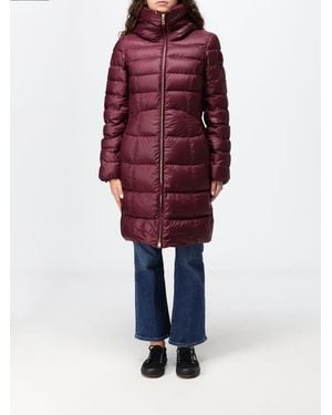 Peuterey Knee-Length Quilted Nylon Down Jacket With Hood And Slit Pockets - Red