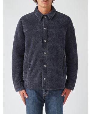 Colmar Single-Breasted Velvet Overshirt With A Classic Collar And Button Closure - Blue