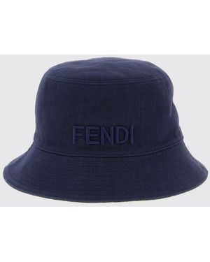 Fendi Reversible Logo-Embroidery Bucket Hat - Blue