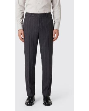Ferragamo Striped Linen Blend Tailored Pants - Gray
