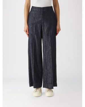 Max Mara Cotton And Linen Palazzo Trousers - Blue