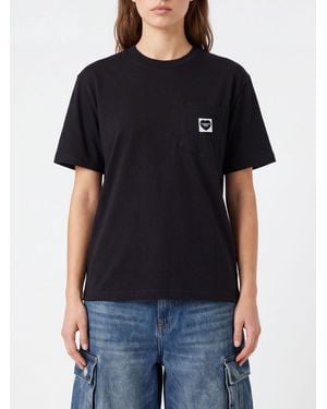 Carhartt Crewneck Cotton T-Shirt With Patch Pocket And Logo - Black