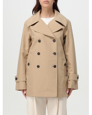 Save The Duck Double-Breasted Technical Fabric Trench Coat - Natural