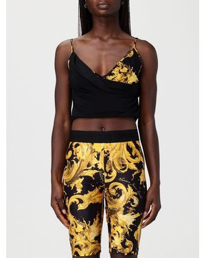 Versace Jeans Couture Printed Jersey Cropped Fit Top - Black