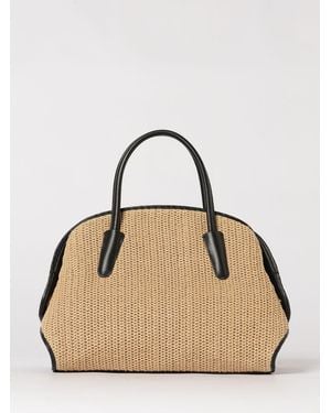 Coccinelle Tylde Crochet Raffia And Hammered Leather Bag - Natural
