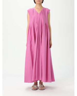Max Mara Pleated Linen Maxi Dress - Pink