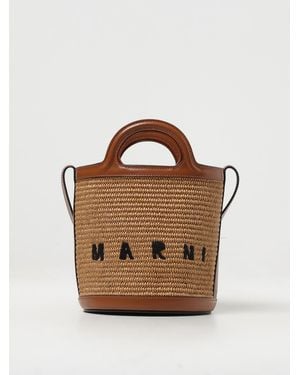 Marni Bolso Tropicalia De Piel Y Rafia - Marrón
