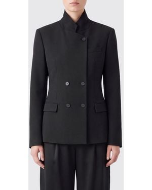 IRO Double-Breasted High-Neck Wool Blend Blazer With A Slim Fit - Black