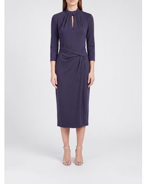 Giorgio Armani Long-Sleeved Midi Sheath Dress - Blue