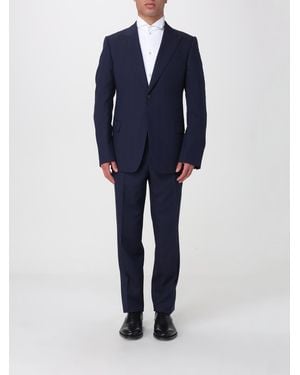 Emporio Armani Einreihiger Anzug Aus Schurwolle Und Seide - Blau