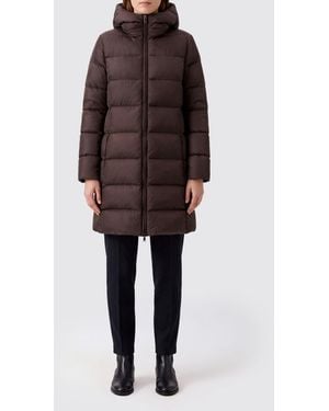 Colmar Quilted Knee-Length Nylon Down Jacket With Hood - Black