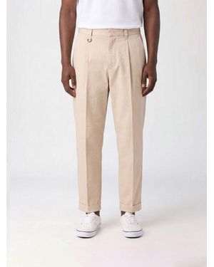 Paolo Pecora Slim Fit Cotton Chino Trousers With Slant Pockets - Natural