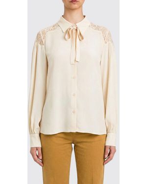 Twinset Viscose Blend Shirt With Lace Inserts - White