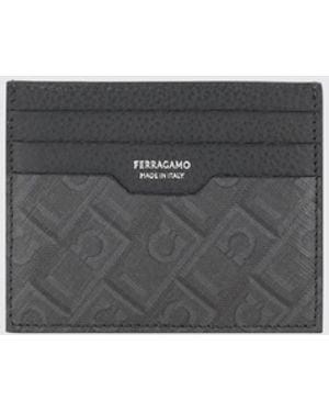 Ferragamo Grained Leather Credit Card Holder - White