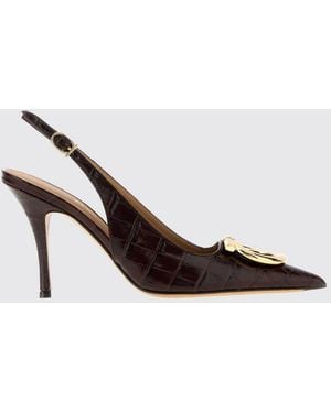 Ferragamo Croc-Embossed Calfskin Slingback Pumps With Gancini - Green