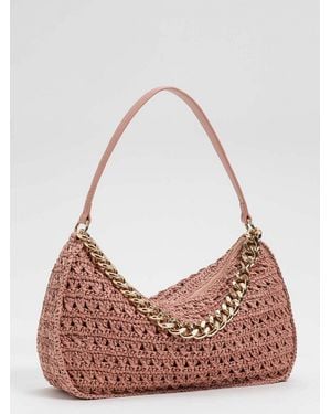 Twinset Liliana Crochet Raffia Bag - Pink