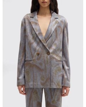 MACCAPANI Blazer Cruzado De Viscosa Y Algodón - Gris